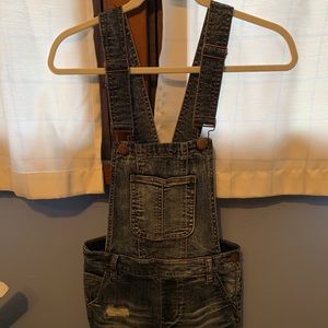 Dollhouse Distressed Overalls medium blue size 3/4